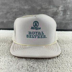 VINTAGE SCHWEPPES MESH SNAPBACK TRUCKER ROPE HAT OSFA ROYAL SELTZER WHITE
